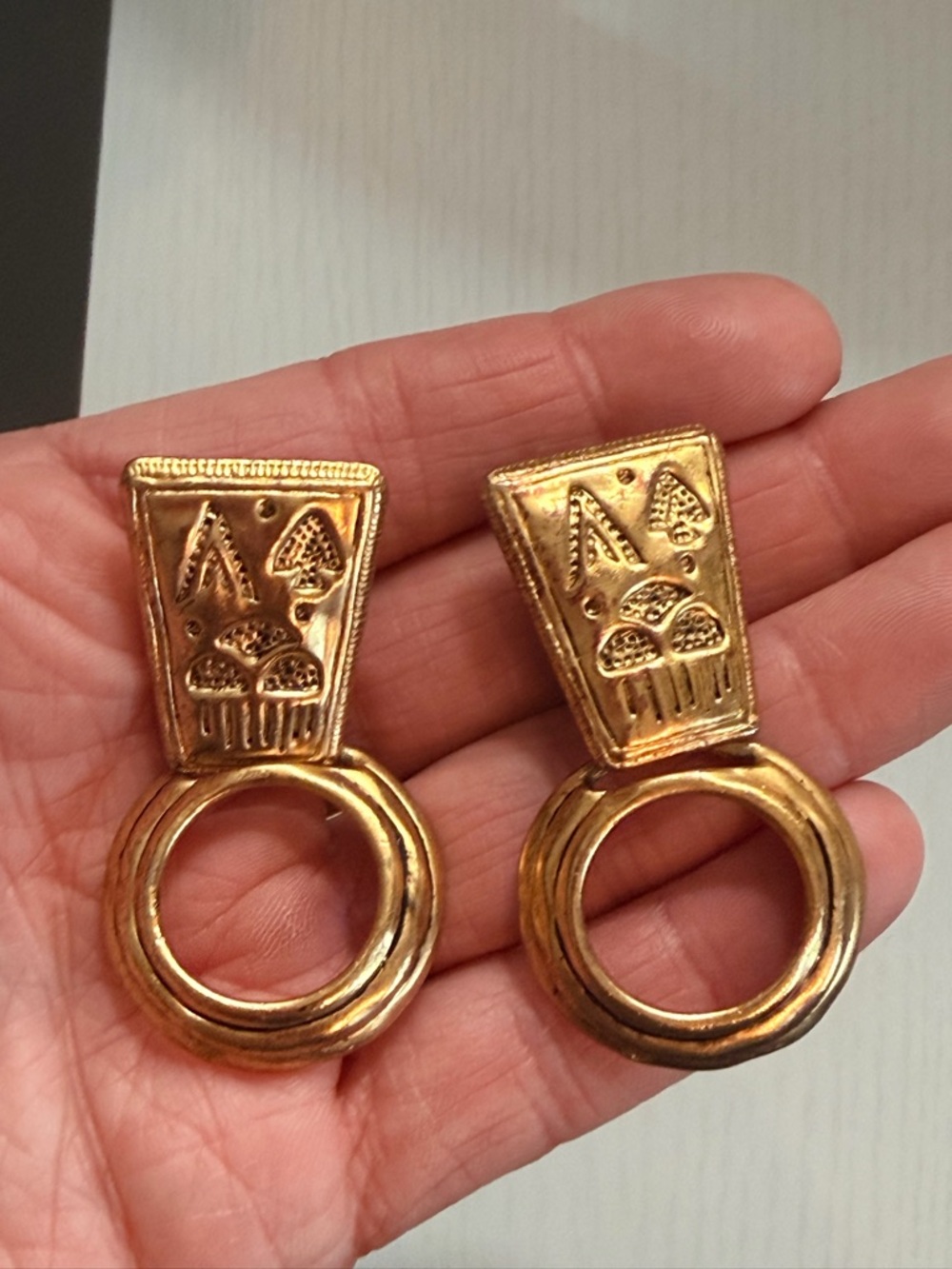 Vintage Gold Clip-On Drop Earrings